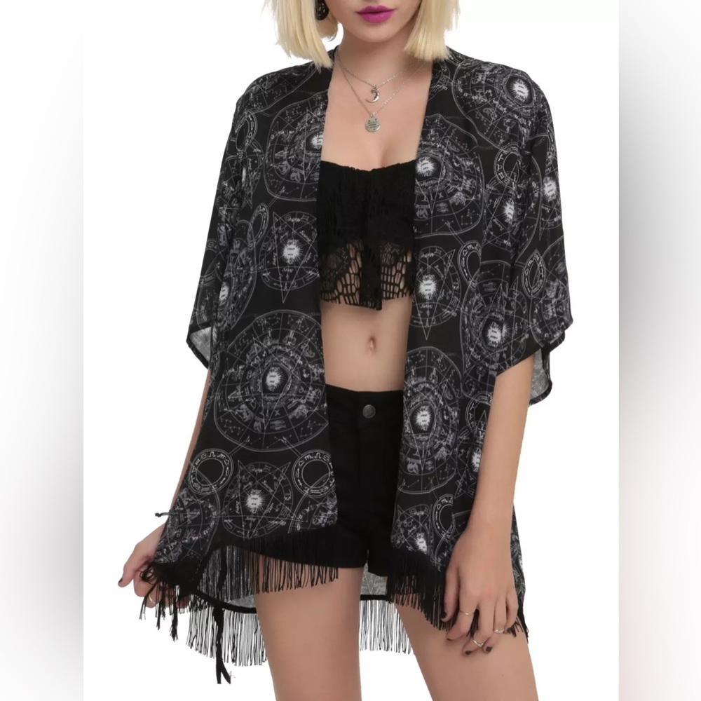 Astrology Fringe Kimono Top